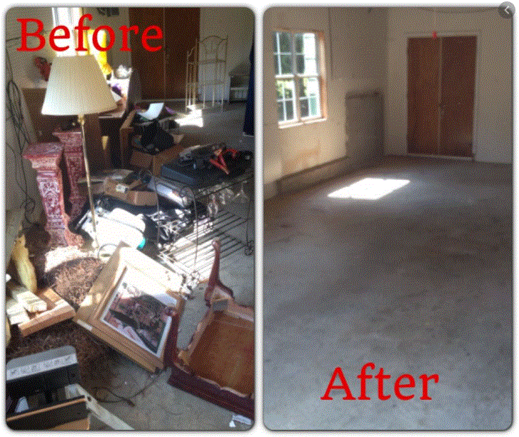 599 before and after view of the junk removal from the house